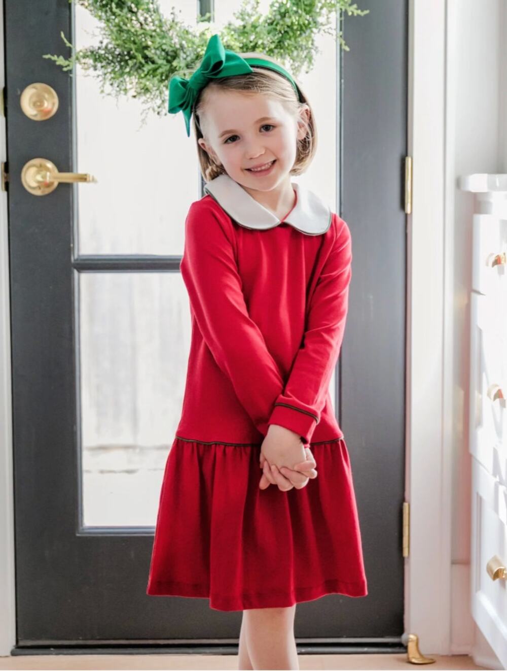 NWT Lila & Hayes Lillian Girls' Dress Red with Green Piping sz. 4T
